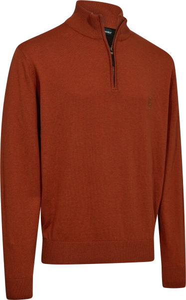 Sweter dzianinowy rozpinany pod szyją Deerhunter Harrington ½- cienki, mieszanka 50/50 wełna merino i bawełna