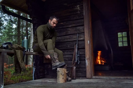 Härkila Base Warm zip neck - podkoszulka z długim rękawem i golfem 60% wełna