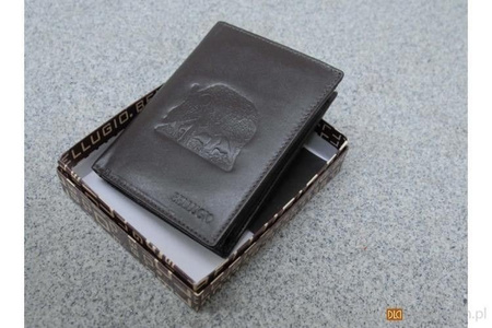 PORTFEL SKÓRZANY BRĄZOWY