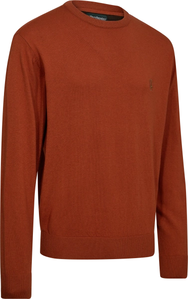 Sweter dzianinowy Deerhunter Harrington O-neck - cienki, mieszanka 50/50 wełna merino i bawełna