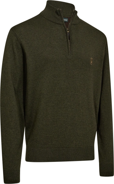 Sweter dzianinowy rozpinany pod szyją Deerhunter Harrington ½- cienki, mieszanka 50/50 wełna merino i bawełna