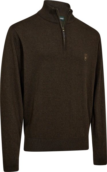 Sweter dzianinowy rozpinany pod szyją Deerhunter Harrington ½- cienki, mieszanka 50/50 wełna merino i bawełna