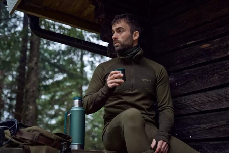 Härkila Base Warm zip neck - podkoszulka z długim rękawem i golfem 60% wełna