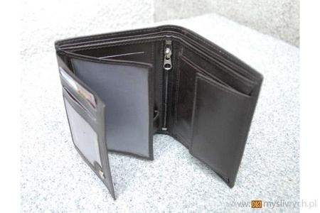 PORTFEL SKÓRZANY BRĄZOWY