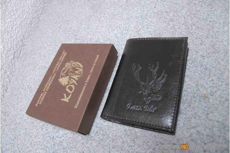 PORTFEL SKÓRZANY BRĄZOWY