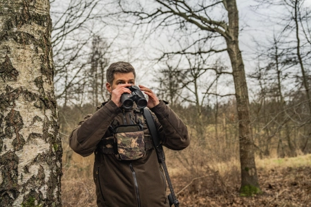 Uprząż na lornetkę Härkila Camo - cicha i bezpieczna: ultracichy pas nośny do lornetki